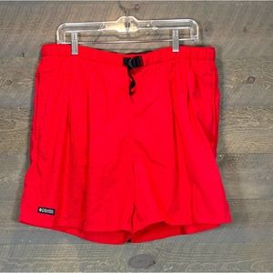 Vintage Columbia Men's Swim Shorts Size L Red Side Pockets Adjustable West